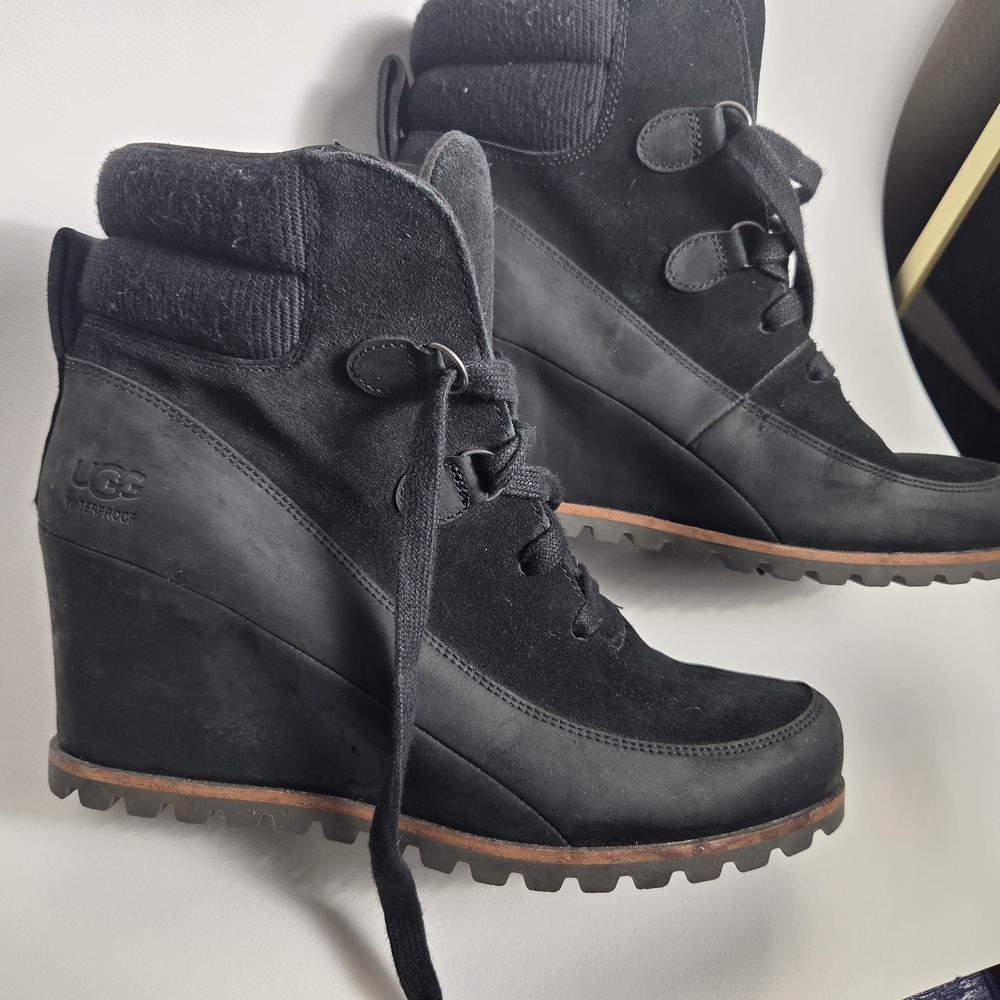 UGG Women's Black Winter Wedge Boots